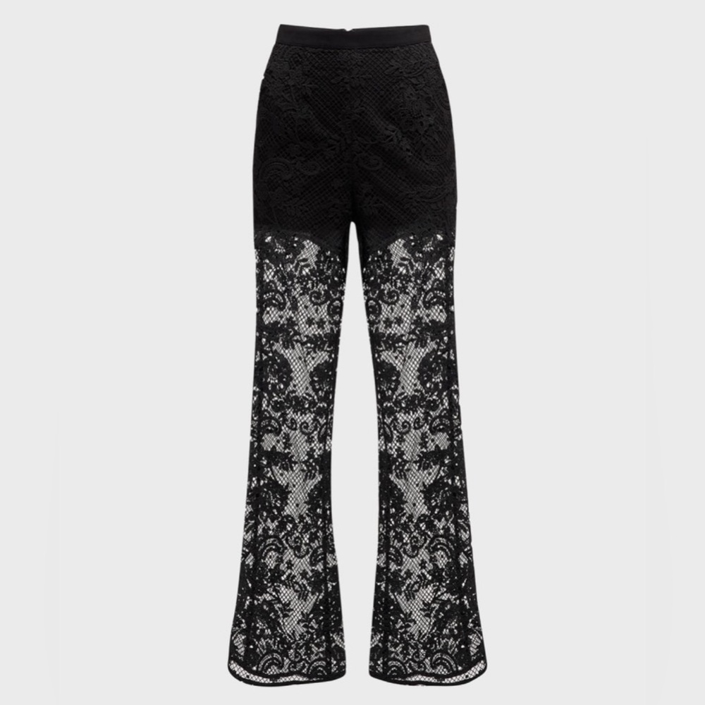 NWT Self-Portrait High Rise Flared Lace Trousers